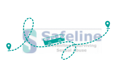 Safeline's logo has a superimposed bus travelling across it