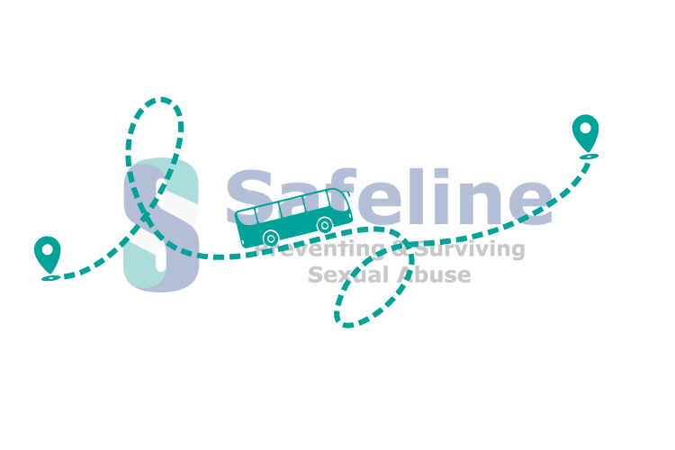 Safeline's logo has a superimposed bus travelling across it